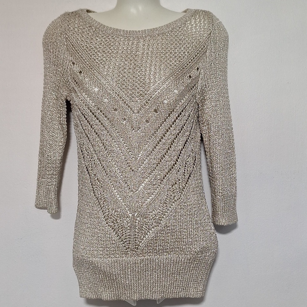 White House Black Market Textured Metallic Gold Knit